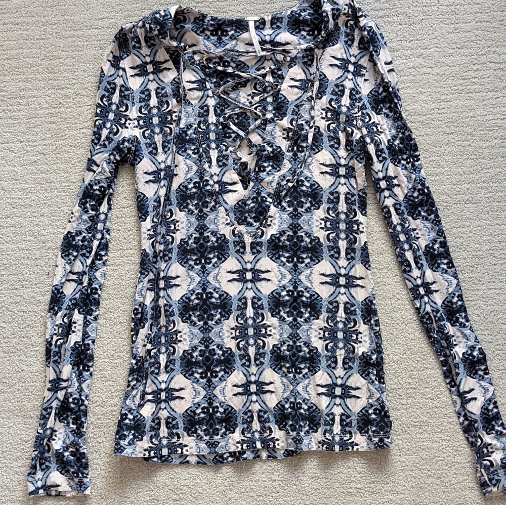Free People lace up long sleeve top